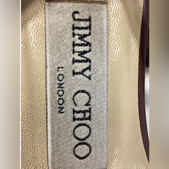 Jimmy Choo, size 7 (EU 37.5) Dark Brown Leather Silk Thong Sandals - Picture 9 of 11